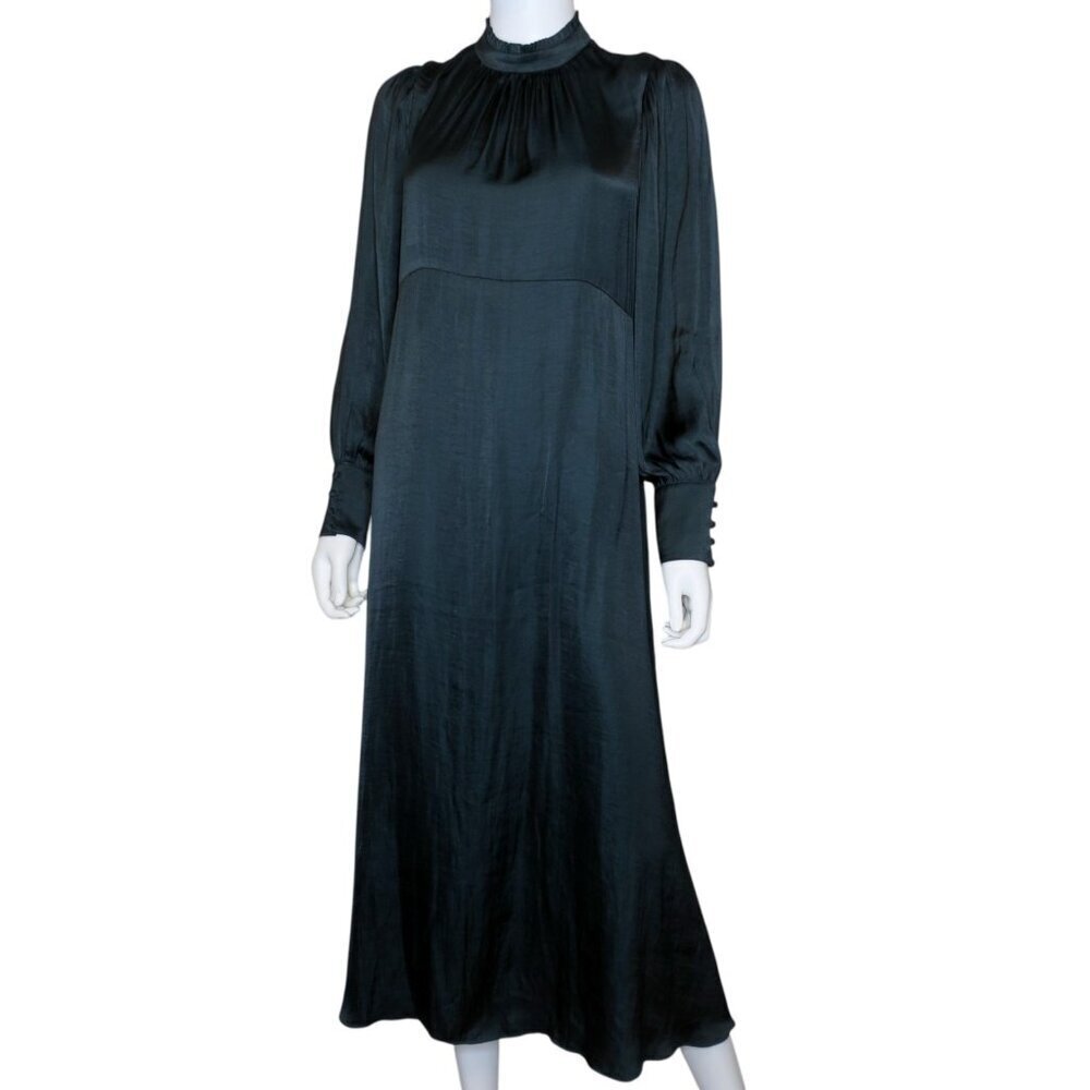 Hatch Maternity Robin Dress Dark Forest Green Satiny Silky $298 Women's 1 Small